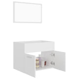 2 Piece Bathroom Furniture Set White Engineered Wood - Top-Down View