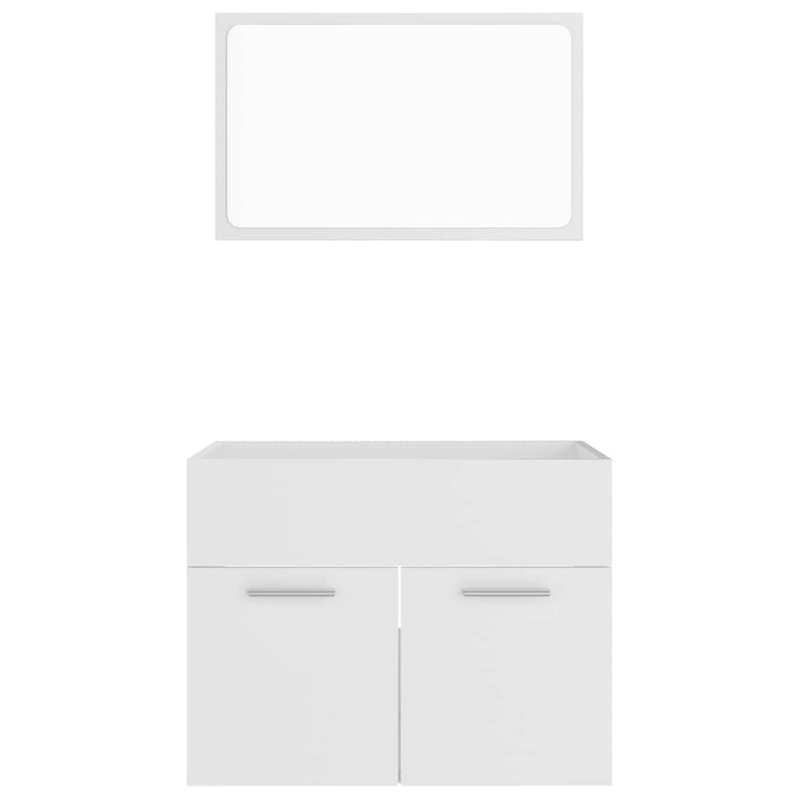 2 Piece Bathroom Furniture Set White Engineered Wood