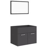 2 Piece Bathroom Furniture Set Grey Engineered Wood - Front View