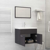 2 Piece Bathroom Furniture Set Grey Engineered Wood - Side View