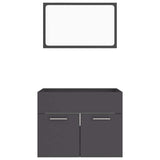 2 Piece Bathroom Furniture Set Grey Engineered Wood