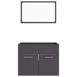2 Piece Bathroom Furniture Set Grey Engineered Wood - Rear View