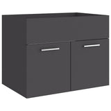 2 Piece Bathroom Furniture Set Grey Engineered Wood - Low Angle