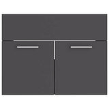 2 Piece Bathroom Furniture Set Grey Engineered Wood