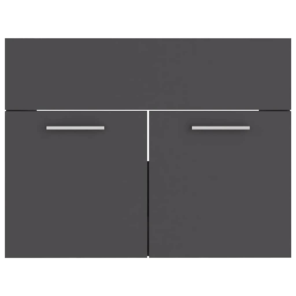 2 Piece Bathroom Furniture Set Grey Engineered Wood