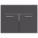 2 Piece Bathroom Furniture Set Grey Engineered Wood - Extra Image