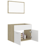 2 Piece Bathroom Furniture Set White and Sonoma Oak Engineered Wood - Top-Down View