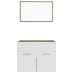 2 Piece Bathroom Furniture Set White and Sonoma Oak Engineered Wood