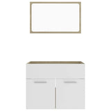2 Piece Bathroom Furniture Set White and Sonoma Oak Engineered Wood - 45-Degree Angle