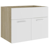 2 Piece Bathroom Furniture Set White and Sonoma Oak Engineered Wood - Low Angle