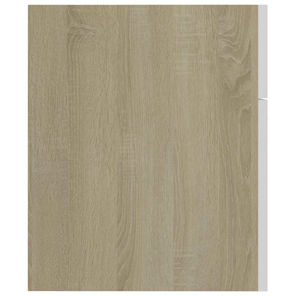 2 Piece Bathroom Furniture Set White and Sonoma Oak Engineered Wood