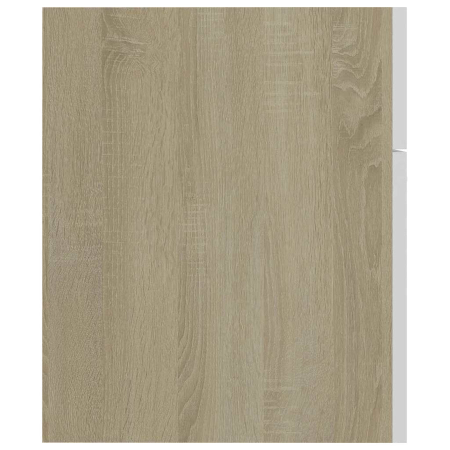 2 Piece Bathroom Furniture Set White and Sonoma Oak Engineered Wood