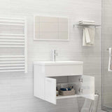 2 Piece Bathroom Furniture Set High Gloss White Engineered Wood - Side View