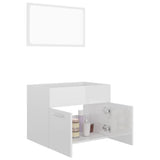 2 Piece Bathroom Furniture Set High Gloss White Engineered Wood - Top-Down View