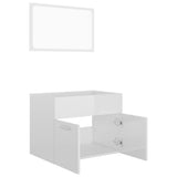 2 Piece Bathroom Furniture Set High Gloss White Engineered Wood