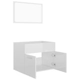 2 Piece Bathroom Furniture Set High Gloss White Engineered Wood - Rear View