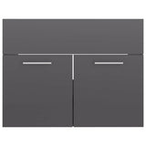 2 Piece Bathroom Furniture Set High Gloss Grey Engineered Wood - Extra Image