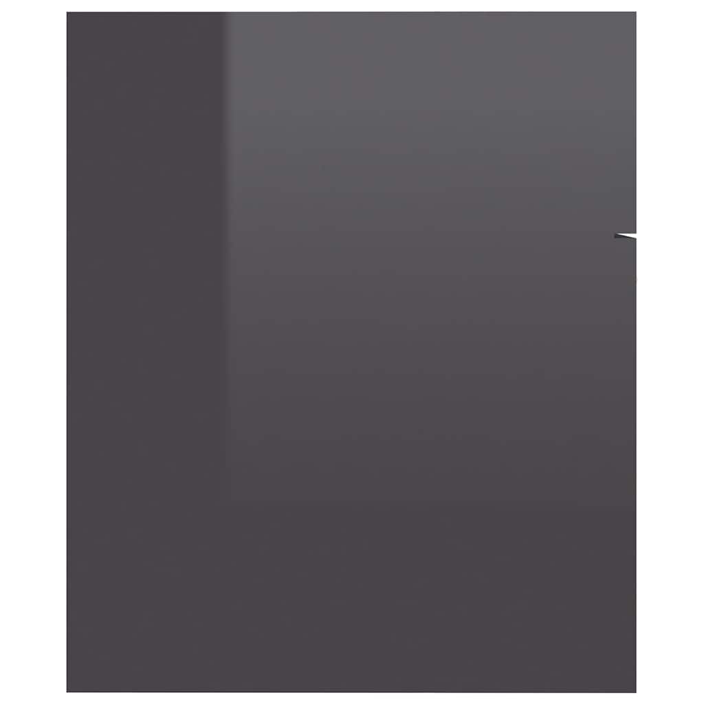 2 Piece Bathroom Furniture Set High Gloss Grey Engineered Wood