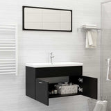 2 Piece Bathroom Furniture Set Black Engineered Wood - Side View