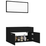 2 Piece Bathroom Furniture Set Black Engineered Wood - Top-Down View