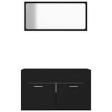 2 Piece Bathroom Furniture Set Black Engineered Wood - 45-Degree Angle