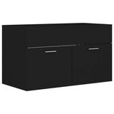 2 Piece Bathroom Furniture Set Black Engineered Wood - Low Angle
