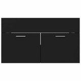2 Piece Bathroom Furniture Set Black Engineered Wood