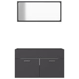 2 Piece Bathroom Furniture Set Grey Engineered Wood - 45-Degree Angle