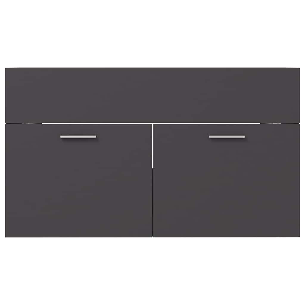 2 Piece Bathroom Furniture Set Grey Engineered Wood