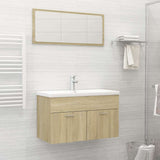 2 Piece Bathroom Furniture Set Sonoma Oak Engineered Wood