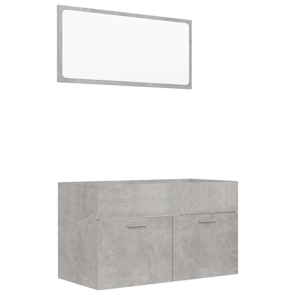 2 Piece Bathroom Furniture Set Concrete Grey Engineered Wood