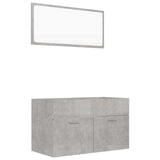 2 Piece Bathroom Furniture Set Concrete Grey Engineered Wood