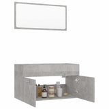 2 Piece Bathroom Furniture Set Concrete Grey Engineered Wood - Top-Down View