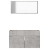 2 Piece Bathroom Furniture Set Concrete Grey Engineered Wood - 45-Degree Angle
