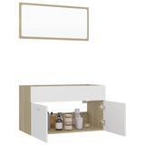 2 Piece Bathroom Furniture Set White and Sonoma Oak Engineered Wood - Top-Down View