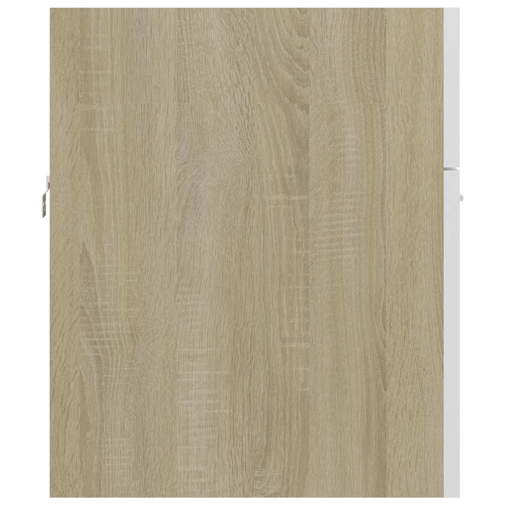 2 Piece Bathroom Furniture Set White and Sonoma Oak Engineered Wood