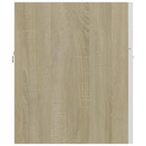 2 Piece Bathroom Furniture Set White and Sonoma Oak Engineered Wood
