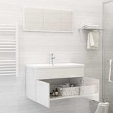 2 Piece Bathroom Furniture Set High Gloss White Engineered Wood - Side View
