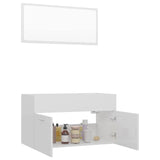2 Piece Bathroom Furniture Set High Gloss White Engineered Wood - Top-Down View