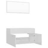 2 Piece Bathroom Furniture Set High Gloss White Engineered Wood - Rear View