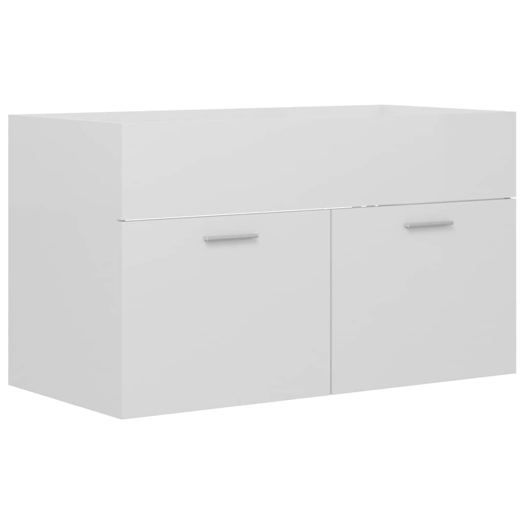 2 Piece Bathroom Furniture Set High Gloss White Engineered Wood