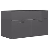 2 Piece Bathroom Furniture Set High Gloss Grey Engineered Wood