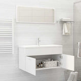 2 Piece Bathroom Furniture Set White Engineered Wood - Side View