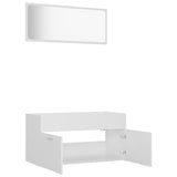 2 Piece Bathroom Furniture Set White Engineered Wood - Rear View