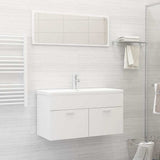 2 Piece Bathroom Furniture Set White Engineered Wood