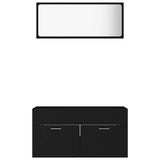 2 Piece Bathroom Furniture Set Black Engineered Wood - 45-Degree Angle
