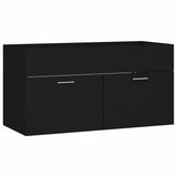 2 Piece Bathroom Furniture Set Black Engineered Wood - Low Angle