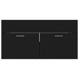 2 Piece Bathroom Furniture Set Black Engineered Wood