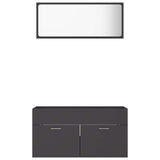 2 Piece Bathroom Furniture Set Grey Engineered Wood - 45-Degree Angle