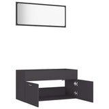 2 Piece Bathroom Furniture Set Grey Engineered Wood - Rear View